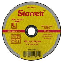Disco Aco Inox Starrett - 7X1/6X7/8 - Fino 1,6Mm - Dac180-24