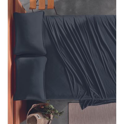 Lençol Solteiro Malha Fio Penteado Altenburg Azul UN / Azul