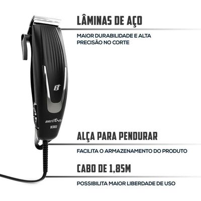 Cortador De Cabelos Britânia BCR03 9 Acessórios 18W 110V