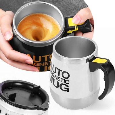 Copo Elétrico Stirring Mug 400ml Caneca Branca Com Mixer Magnético Recarregável De Aço Inox