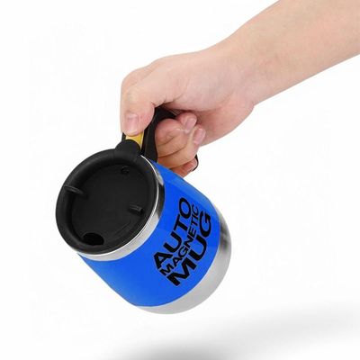 Copo Elétrico Stirring Mug 400ml Caneca Azul Escuro Com Mixer Magnético Recarregável De Aço Inox