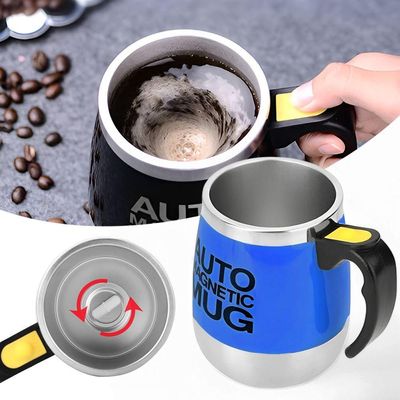 Copo Elétrico Stirring Mug 400ml Caneca Azul Escuro Com Mixer Magnético Recarregável De Aço Inox