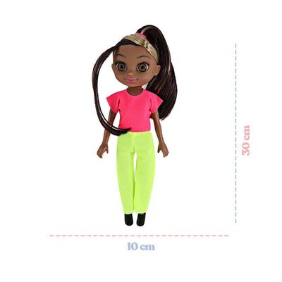 Boneca Violet Negra 30cm Com Acessórios Como Pente Espelho E Prendedores De Cabelo