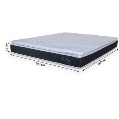 Cama Box Baú Casal King Colchão Com Molas Ensacadas City Pillow Top 193x203x64cm Hellen Preto/branco