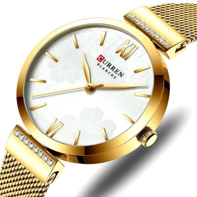 Relógio Minimalista Feminino Quartzo Pulseira Em Aço Design Elegante Casual Dourado