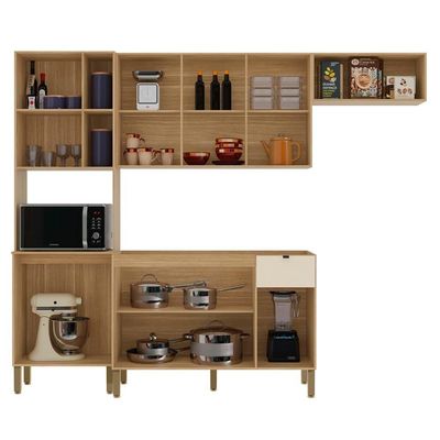Cozinha Compacta Balcão Sem Tampo Laura Plus Soft/freijó Z06 - Mpozenato