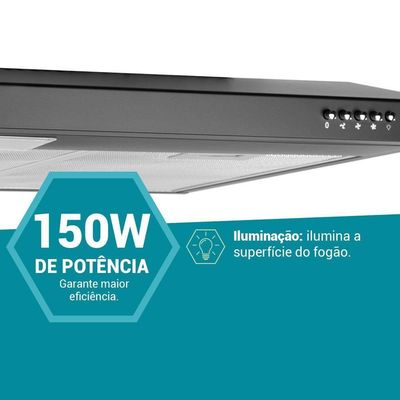 Depurador E Exaustor Preto Philco 80cm PDR80P 3 Velocidades 220V