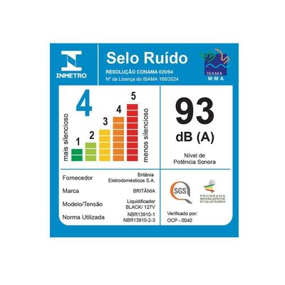 Liquidificador Britânia Black 3 Velocidades 2,1L 220V