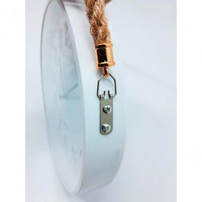 Relógio De Parede Redondo White Quartz Com Corda De Sisal