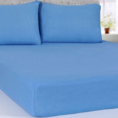Lençol Solteiro Serena Malha 100% Algodão 88x188x23cm Azul