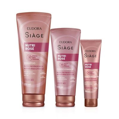 Kit Eudora Siage Promopack Nutri Rose 3 Produtos - Shampoo + Condicionador + Leave-in