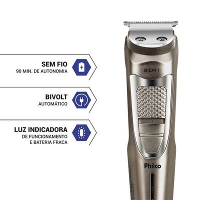 Aparador De Pelos Philco Multigroom 8 Em 1 5W PAP16 Bivolt