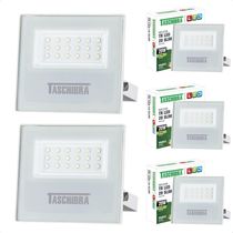 Kit 5 Refletor Holofote Taschibra Led Tr Slim 20w Verde Prova Da água Ip65 Branco Bivolt