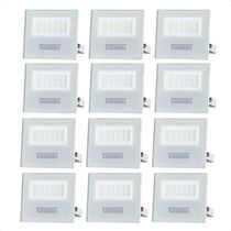 Kit 12 Refletor Holofote Taschibra Led Tr Slim 20w Verde Prova Da água Ip65 Branco Bivolt