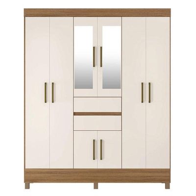Guarda Roupa Casal Munique Amêndola Off White Com Espelho – Demóbile