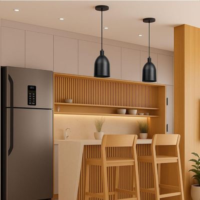 Lustre Pendente Blumenau Mila Minimalista E27 Bivolt Preto