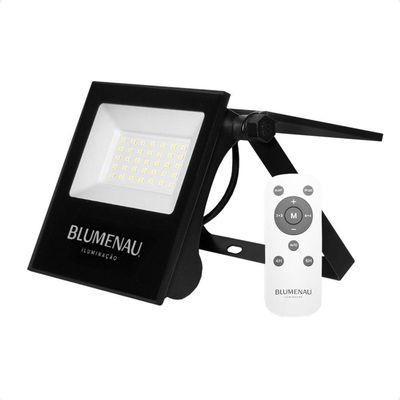 Refletor Solar Led Play 50w Ip65 6500k Preto C/ Controle Remoto