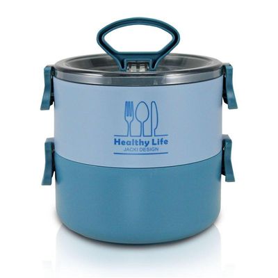 Kit Bolsa Térmica E Pote Marmita De 2 Andares 1600ml - Jacki Design Azul