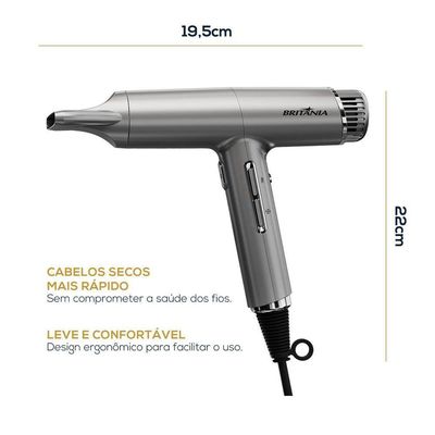 Secador De Cabelos Britânia 1600W Mais Silencioso BSC3400 110V
