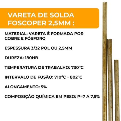 Vareta De Solda Foscoper 2,5mm 3 Unidades