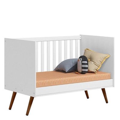 Berço Americano 3820 E Guarda Roupa 3830 Q Encanto Retrô Branco Acetinado - Qmovi