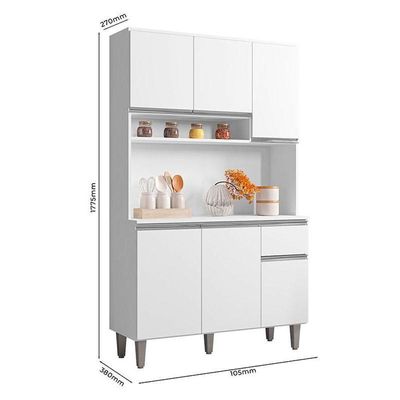 Armário Para Cozinha Ambiente Kit Márcia Branco Brilho - Ajl