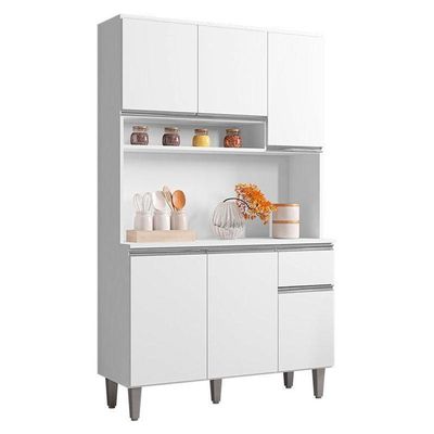 Armário Para Cozinha Ambiente Kit Márcia Branco Brilho - Ajl