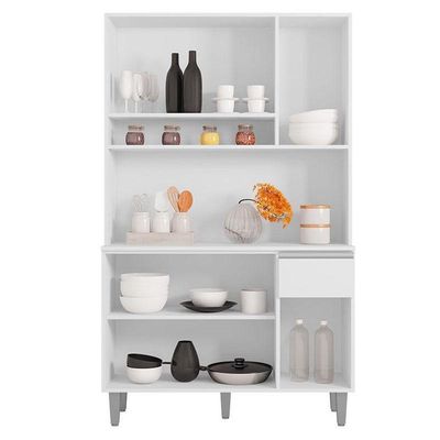 Armário Para Cozinha Ambiente Kit Márcia Branco Brilho - Ajl