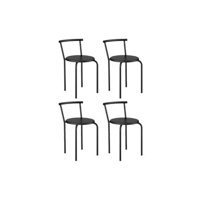 Banqueta Sala de Jantar 105 Kit 4 Uni Preto/Courano Preto - Carraro
