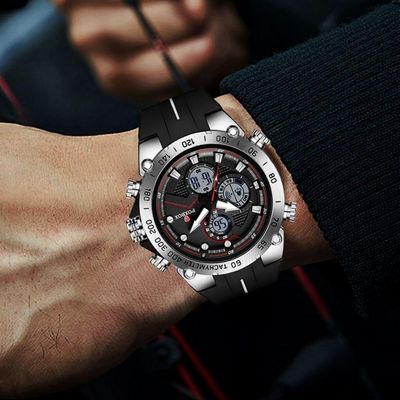 Relógio Masculino Militar Esportivo Dual Display A Prova D´agua Preto Prata