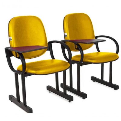 01 Cadeira Para Auditório Com Prancheta Linha Dallas Auditório Amarelo