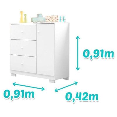 Cômoda Infantil Duda Branco Brilho – Phoenix Baby