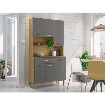 Kit Cozinha 6 Portas Ambiente Apolo Freijó Gris - Kits Paraná