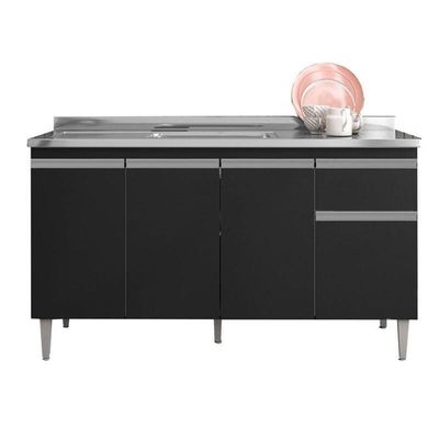 Balcão De Pia Tatiane 145 Cm Preto Fosco - Ajl