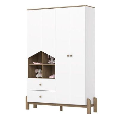 Guarda Roupa Infantil Ambiente Ternura 4 Portas Branco Jequitibá Hp - Henn