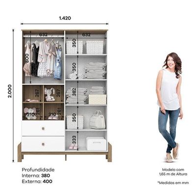 Guarda Roupa Infantil Ambiente Ternura 4 Portas Branco Jequitibá Hp - Henn
