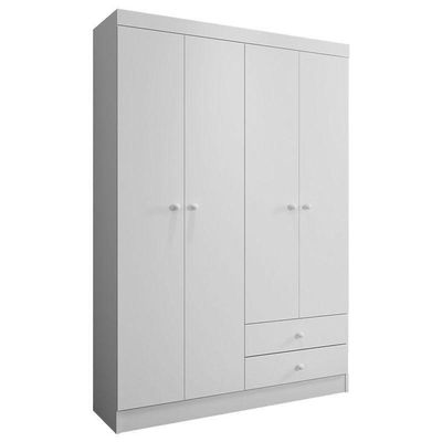 Guarda Roupa Louise Com 02 Sapateiras Laís Branco Brilho - Ajl