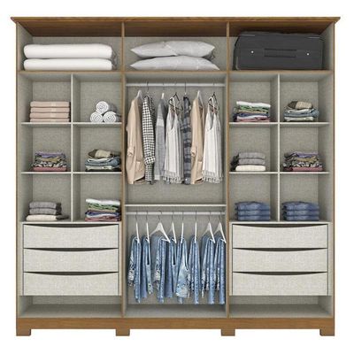 Guarda Roupa Casal Ambiente Andréas 6 Portas Nature Off White - Henn