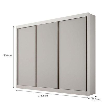 Guarda Roupa Casal 3 Portas São Paulo Gold Branco – Leifer Móveis