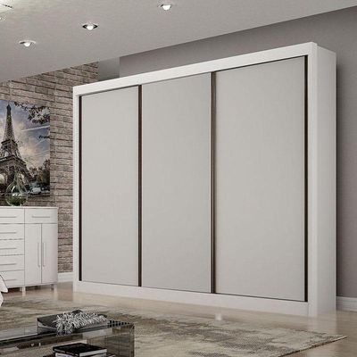 Guarda Roupa Casal 3 Portas São Paulo Gold Branco – Leifer Móveis