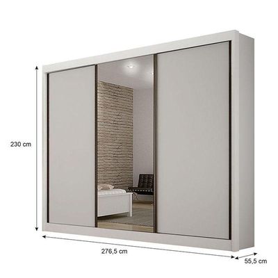 Guarda Roupa Casal 3 Portas Com Espelho São Paulo Gold Branco – Leifer Móveis