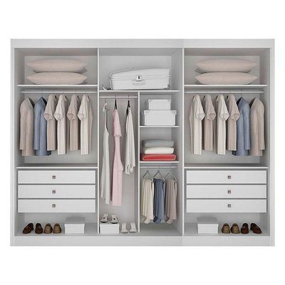 Guarda Roupa Casal 3 Portas Com Espelho São Paulo Gold Branco – Leifer Móveis