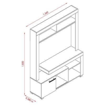 Estante Home Theater Flávia Com Aparador Frizz Cinamomo Off White - Madetec