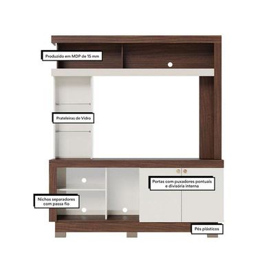 Estante Home Theater Ambiente Valença Nogueira Real Off White – Colibri