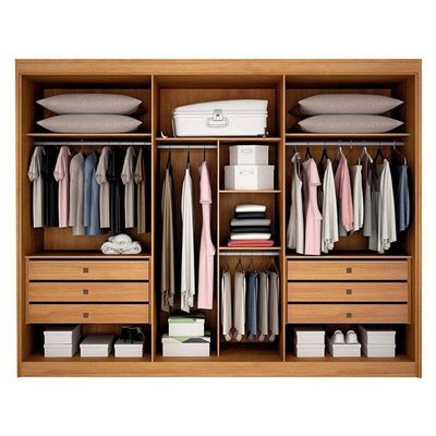Guarda Roupa Casal 3 Portas Com Espelho São Paulo Gold Cinamomo Off White – Leifer Móveis