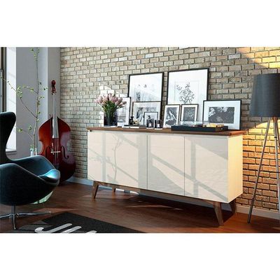 Aparador Para Sala Buffet Ambiente Classic 1.8 Off White Freijó - Imcal