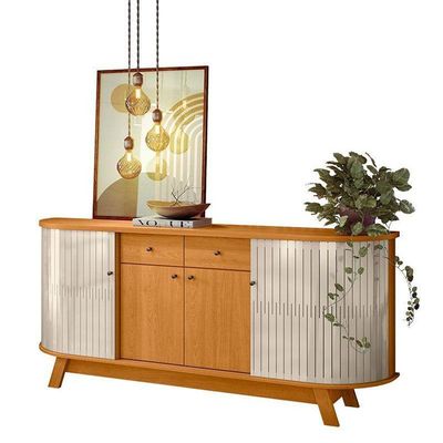 Aparador Para Sala Buffet Ambiente Mônaco E Cristaleira Moss Cinamomo Off White – Madetec
