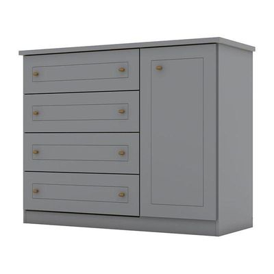 Cômoda E Guarda Roupa Casal 6 Portas Mississipi Cinza – Henn