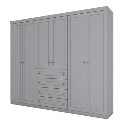 Cômoda E Guarda Roupa Casal 6 Portas Mississipi Cinza – Henn