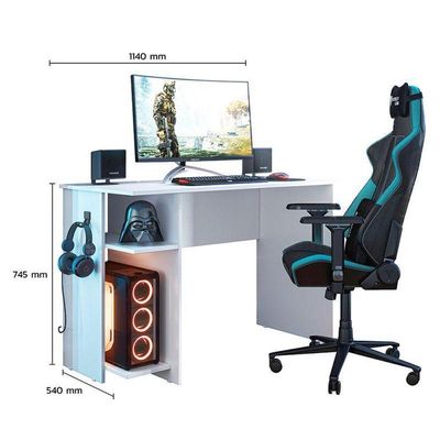Mesa Para Computador Gamer 3875 Ambiente Branco Brilho - Qmovi